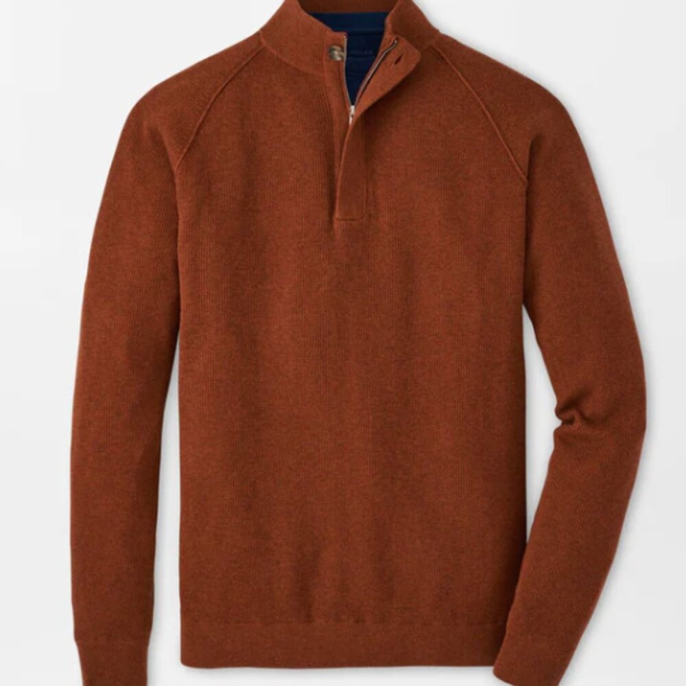 Peter Millar 1/4 Zip Crown Sweater Davenport Basketweave Cider Size S NWT